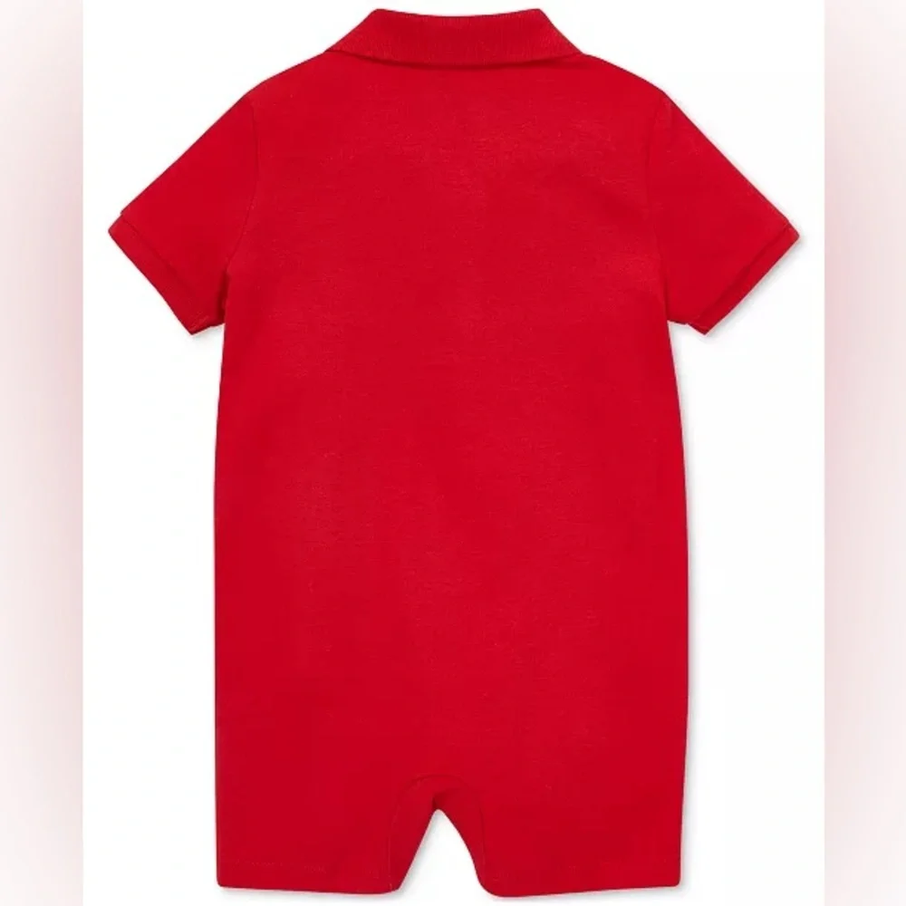 Ralph Lauren Baby Red Polo Romper Shortall 9M